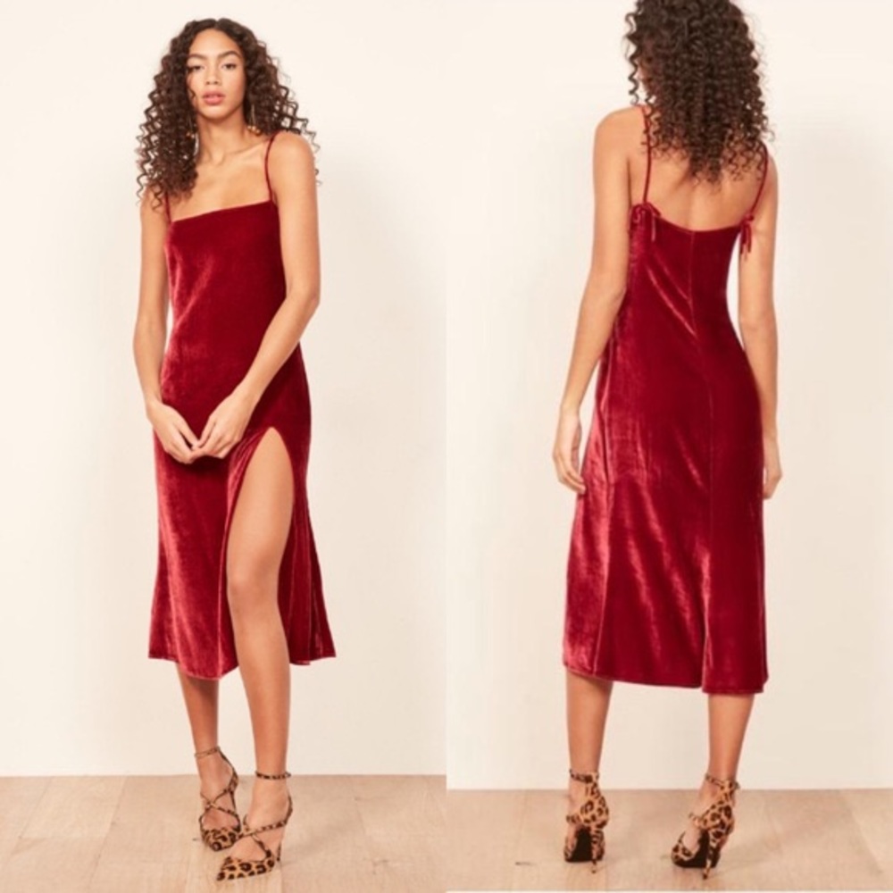 Reformation Ariana Dress Red Velvet